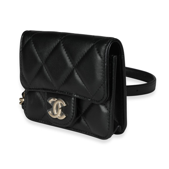 Chanel Black Quilted Lambskin Elegant Chain Mini  Belt Bag - Picture 4 of 8